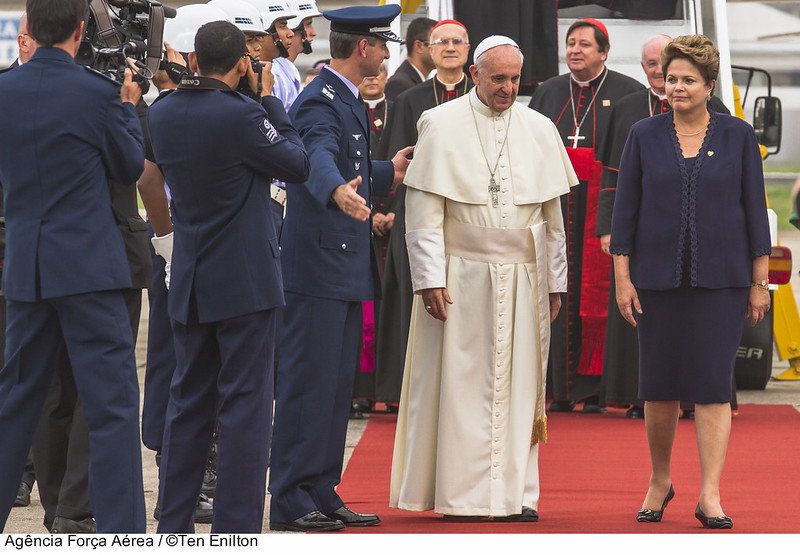 Visita do Papa Francisco ao Brasil. Na foto com a Presidente Dilma.