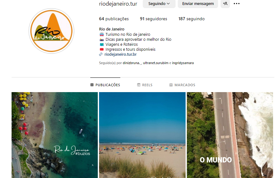 Foto perfil Instagram do site riodejaneiro.tur.br