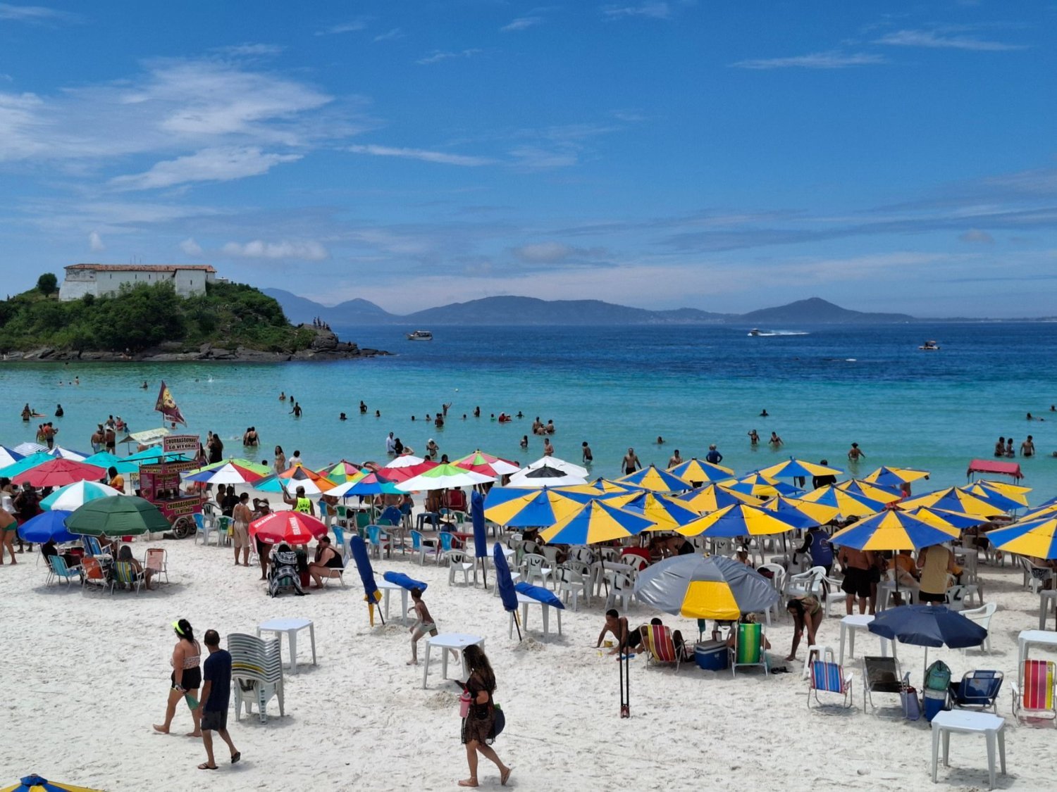 Cabo Frio: o Que Fazer, Praias e Como Chegar do Rio 3 Praia de Cabo Frio com guarda-sóis coloridos e banhistas